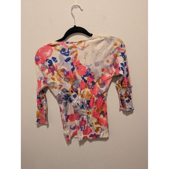 Charlotte Silk Blend Front-Button Cropped Bright Cardigan Medium - Picture 2 of 4